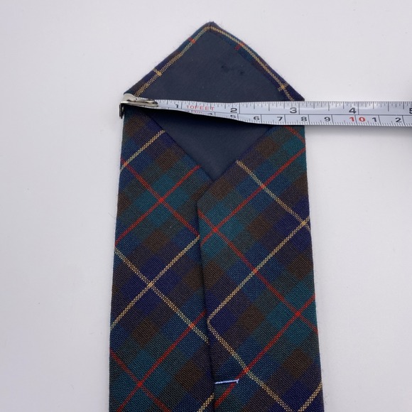 VTG Pendleton Plaid 100% Virgin Wool Neck Tie Made In USA Green/ Red/ Yellow 55" - Picture 2 of 3